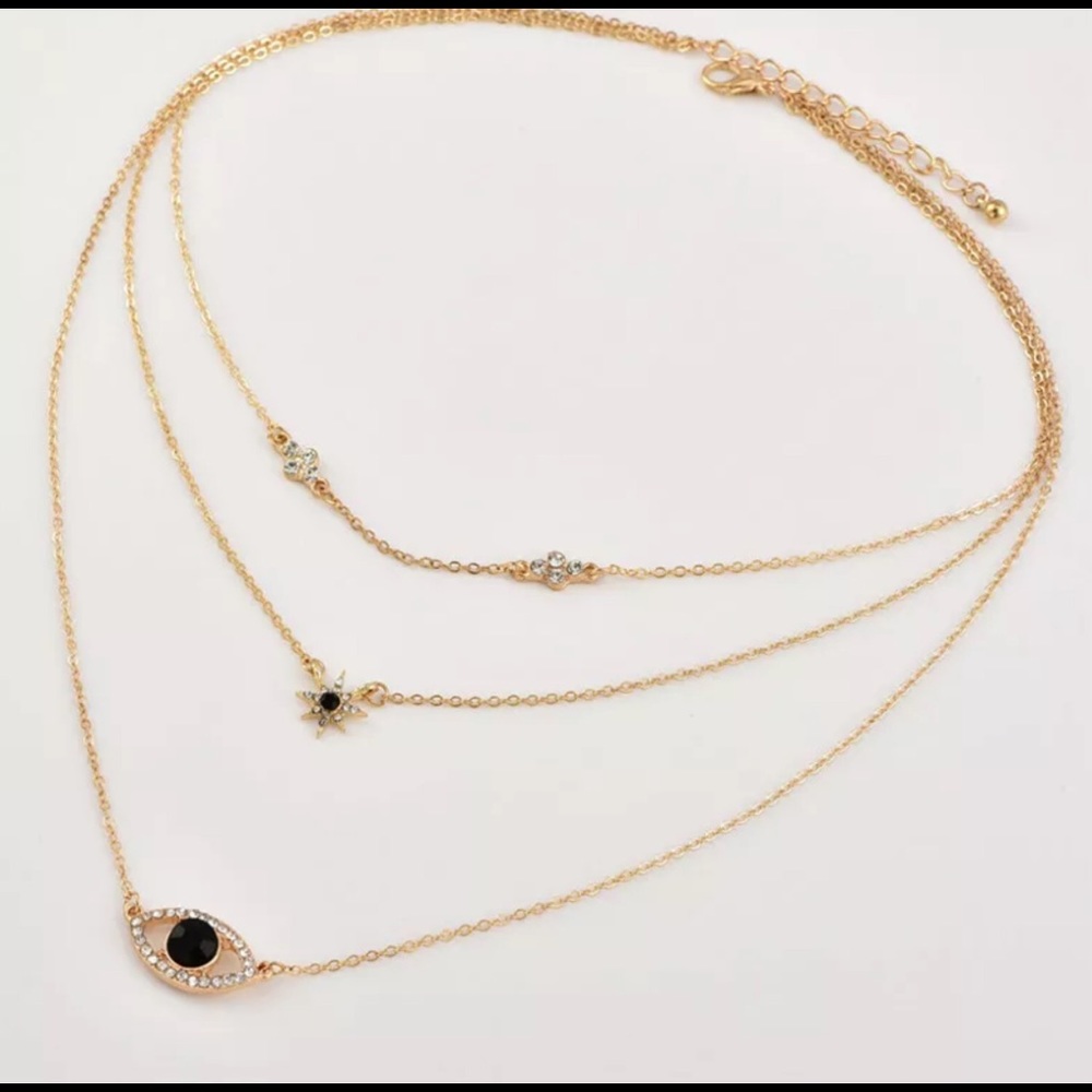 Fashion Multilayer Star Evil Eye Pendant Necklace - Picture 6 of 7